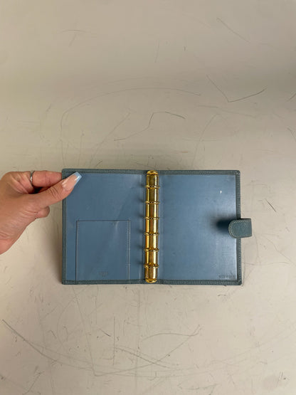 Vintage Loewe Leather Wallet Teal Gold Snap Early 2000s