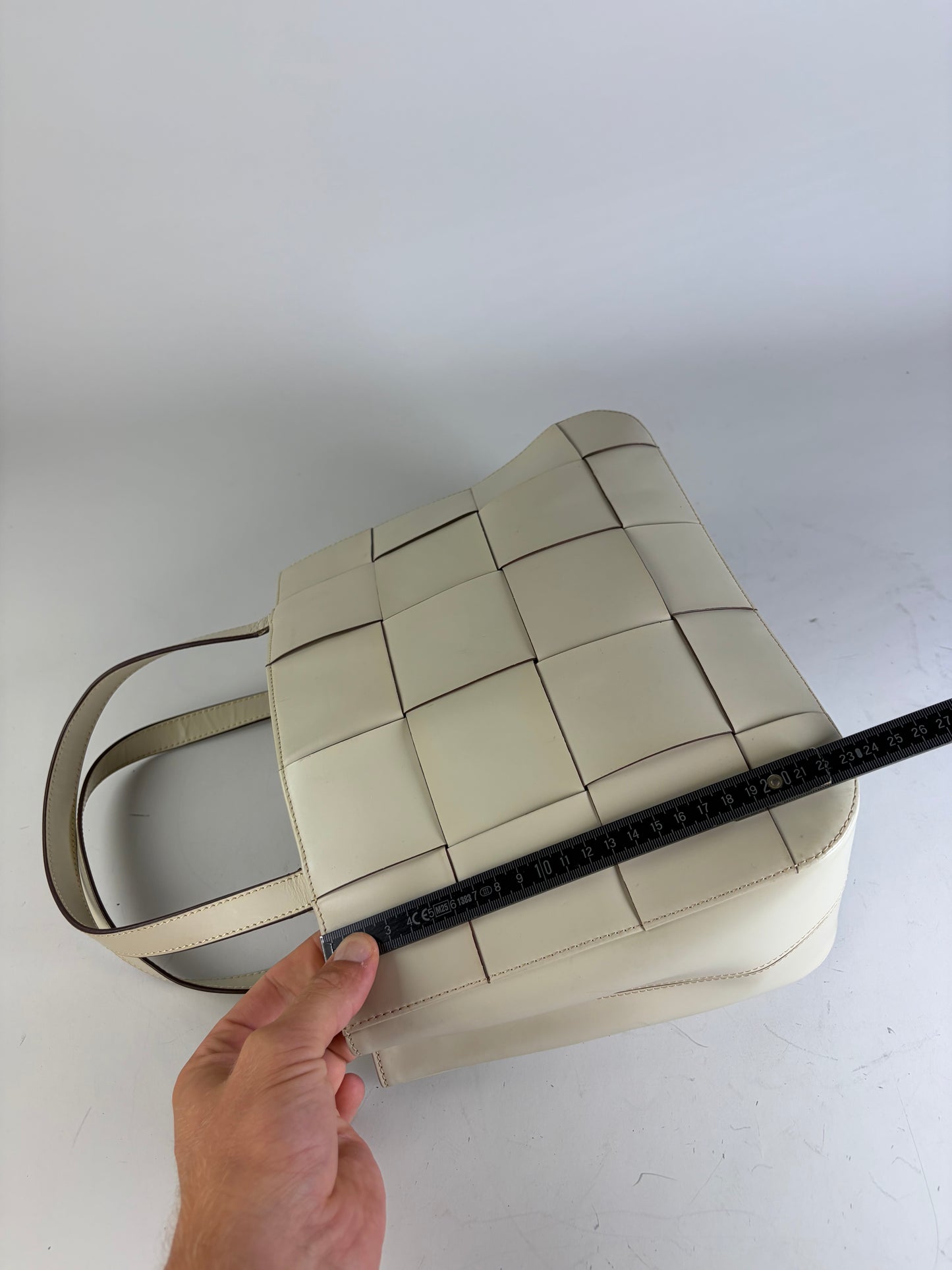 Vintage Issey Miyake Structured Leather Tote Cream