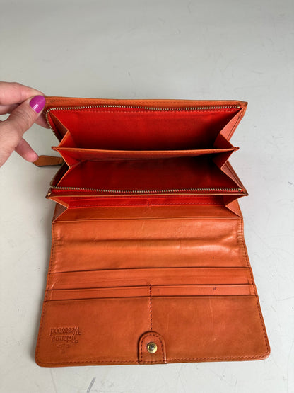 Vintage Vivienne Westwood Leather Wallet Orange Star Print
