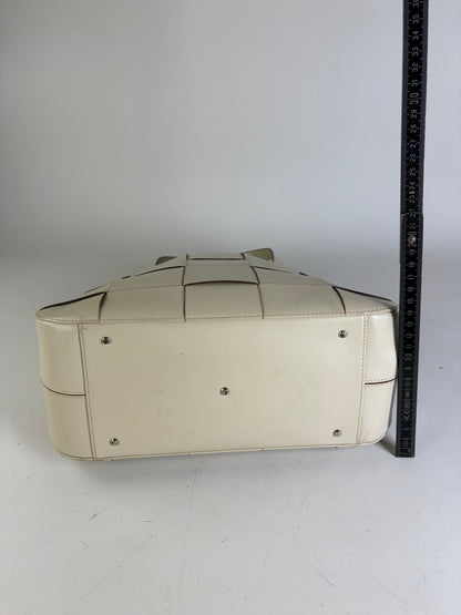 Vintage Issey Miyake Structured Leather Tote Cream