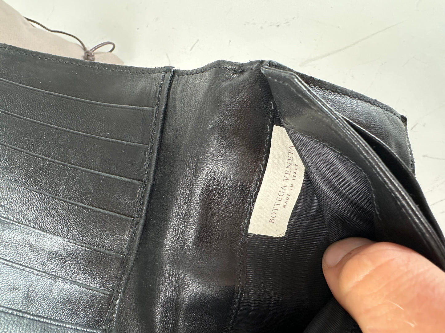 Vintage Bottega Veneta Intrecciato Woven Leather Wallet Black