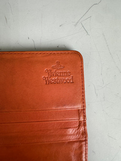 Vintage Vivienne Westwood Leather Wallet Orange Star Print
