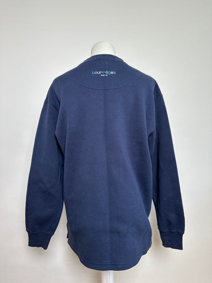 Vintage Courrèges Logo Sweatshirt Navy Cream Cotton Blend L