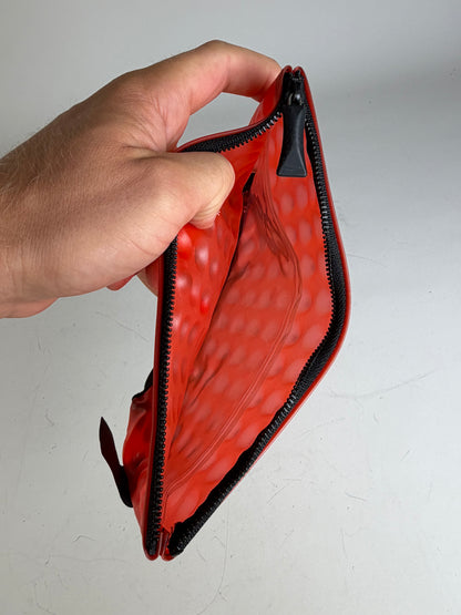 Vintage Issey Miyake Rubber Nylon Pouch Red Black Zip