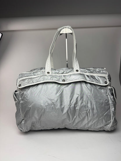Vintage Celine Paris Puffer duffel bag silver white