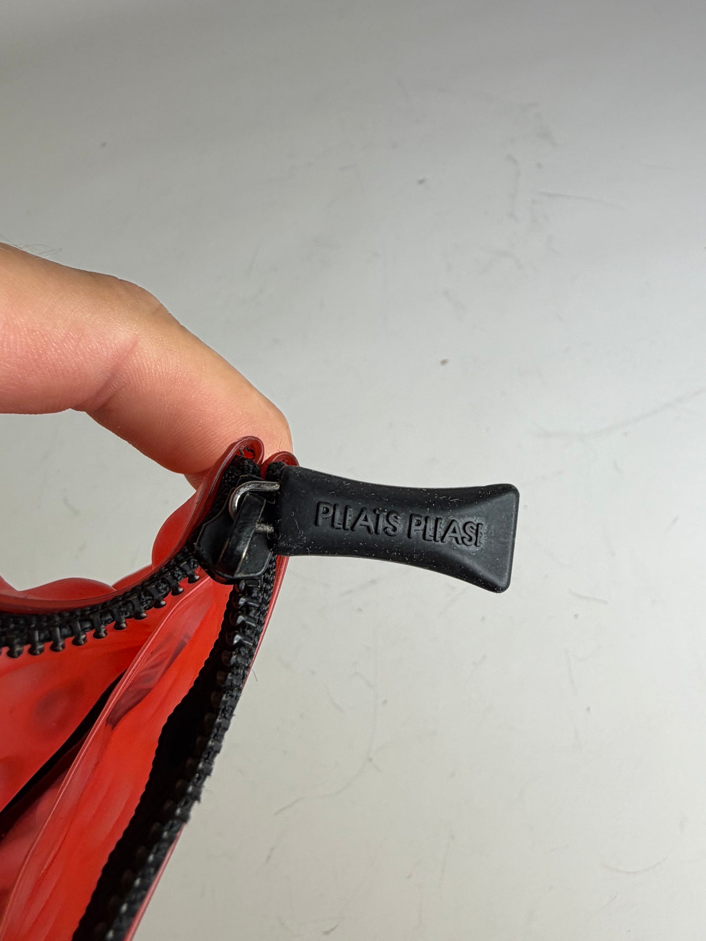 Vintage Issey Miyake Rubber Nylon Pouch Red Black Zip
