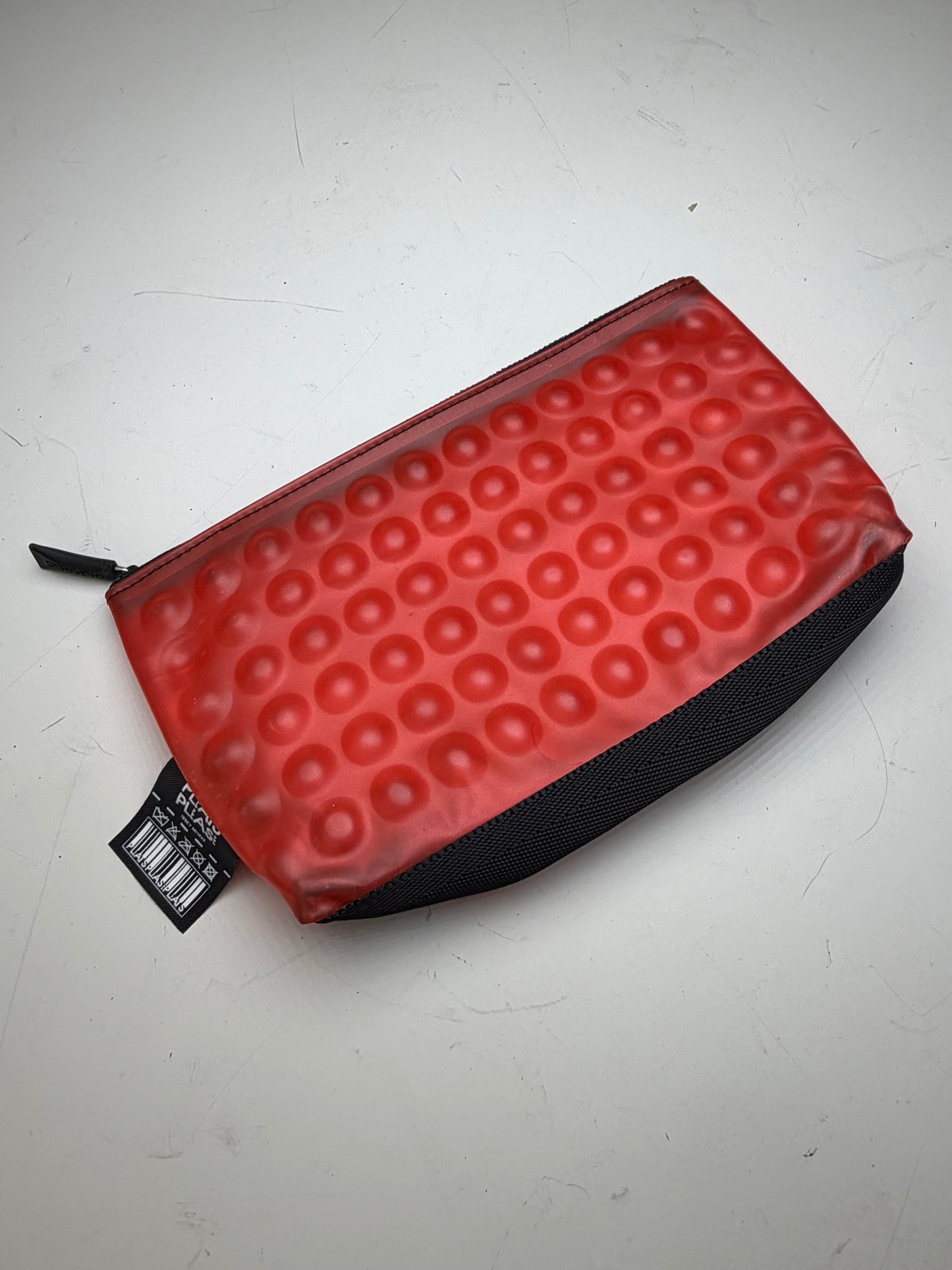 Vintage Issey Miyake Rubber Nylon Pouch Red Black Zip