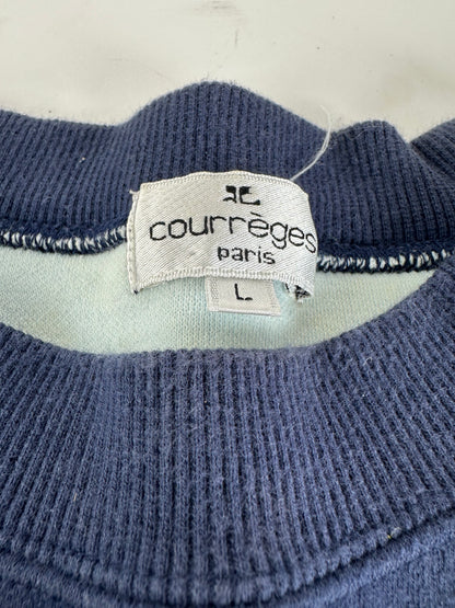 Vintage Courrèges Logo Sweatshirt Navy Cream Cotton Blend L