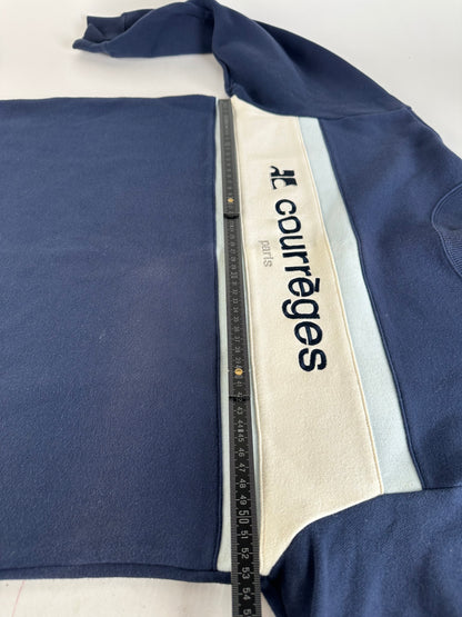 Vintage Courrèges Logo Sweatshirt Navy Cream Cotton Blend L