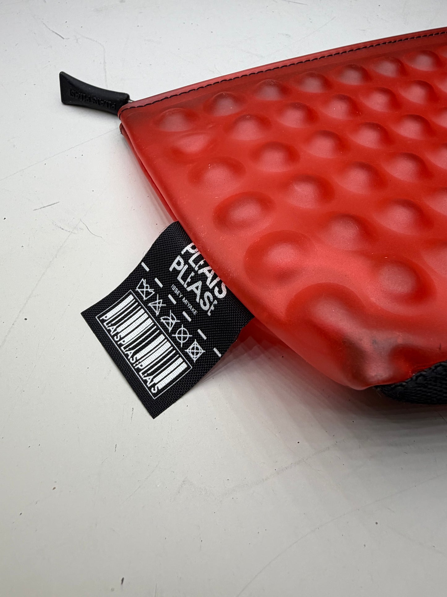 Vintage Issey Miyake Rubber Nylon Pouch Red Black Zip
