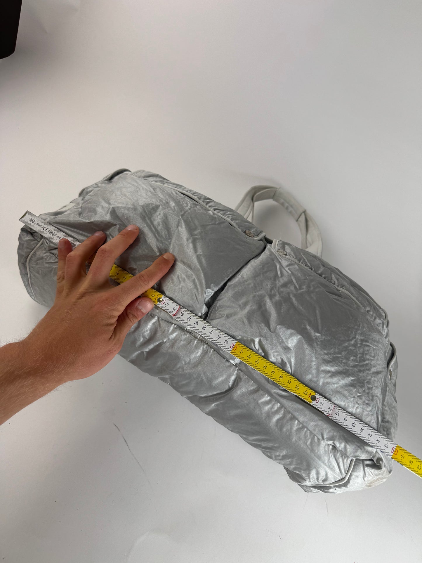 Vintage Celine Paris Puffer duffel bag silver white