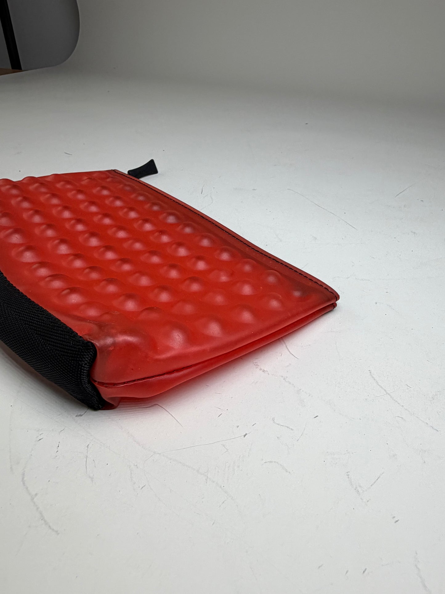 Vintage Issey Miyake Rubber Nylon Pouch Red Black Zip