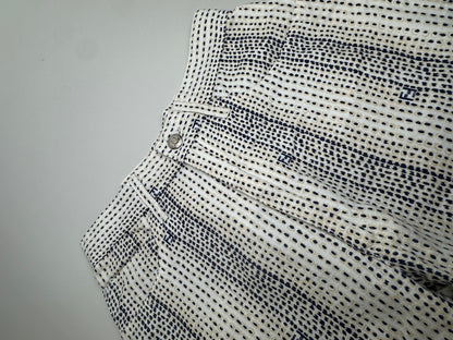 Vintage Fendi Printed Cotton Trousers White Navy XS