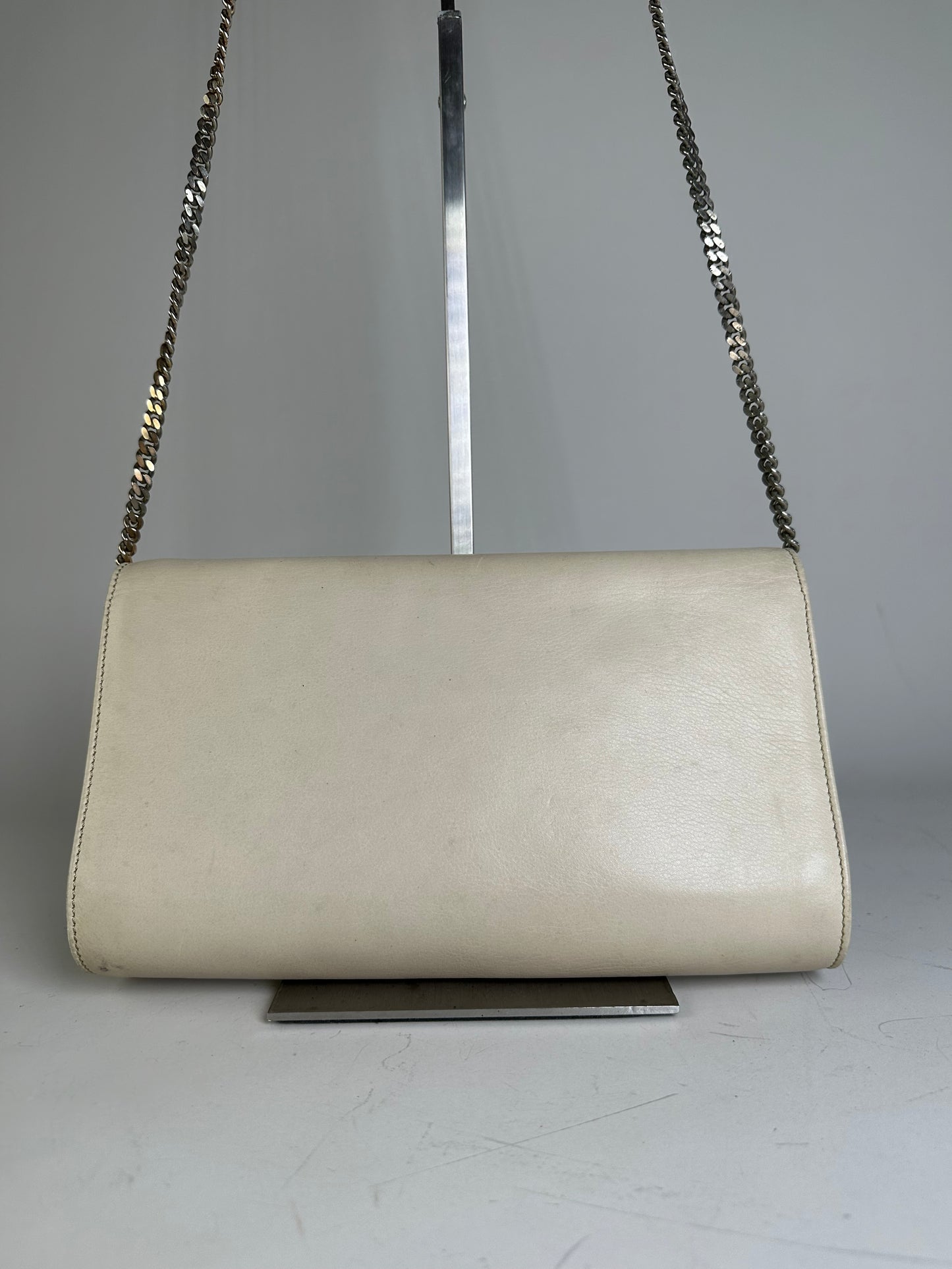 Vintage Celine Leather Shoulder Bag Cream Gold