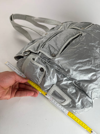 Vintage Celine Paris Puffer duffel bag silver white