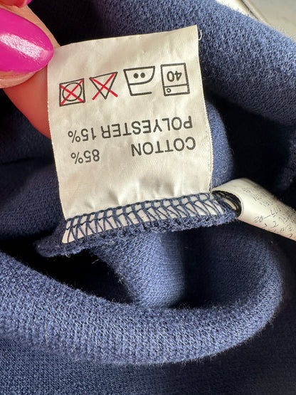 Vintage Courrèges Logo Sweatshirt Navy Cream Cotton Blend L