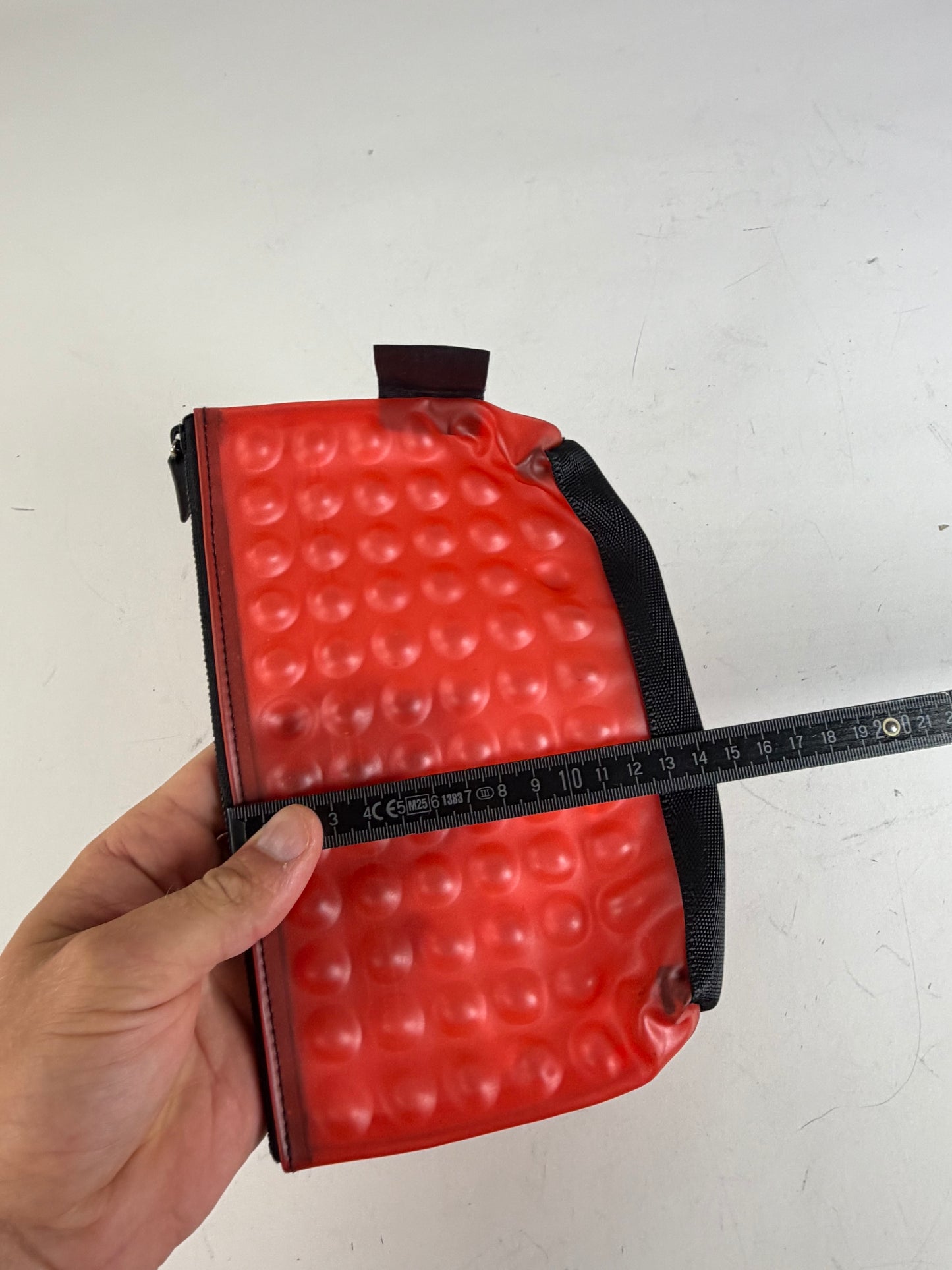 Vintage Issey Miyake Rubber Nylon Pouch Red Black Zip