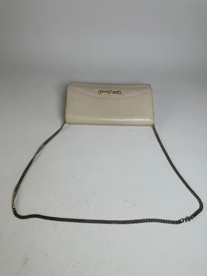Vintage Celine Leather Shoulder Bag Cream Gold