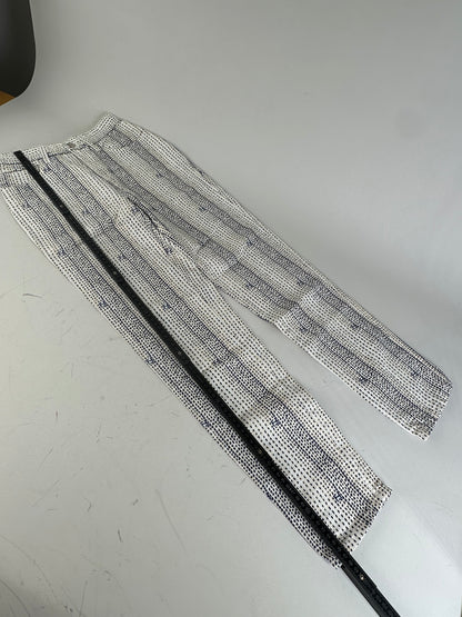Vintage Fendi Printed Cotton Trousers White Navy XS
