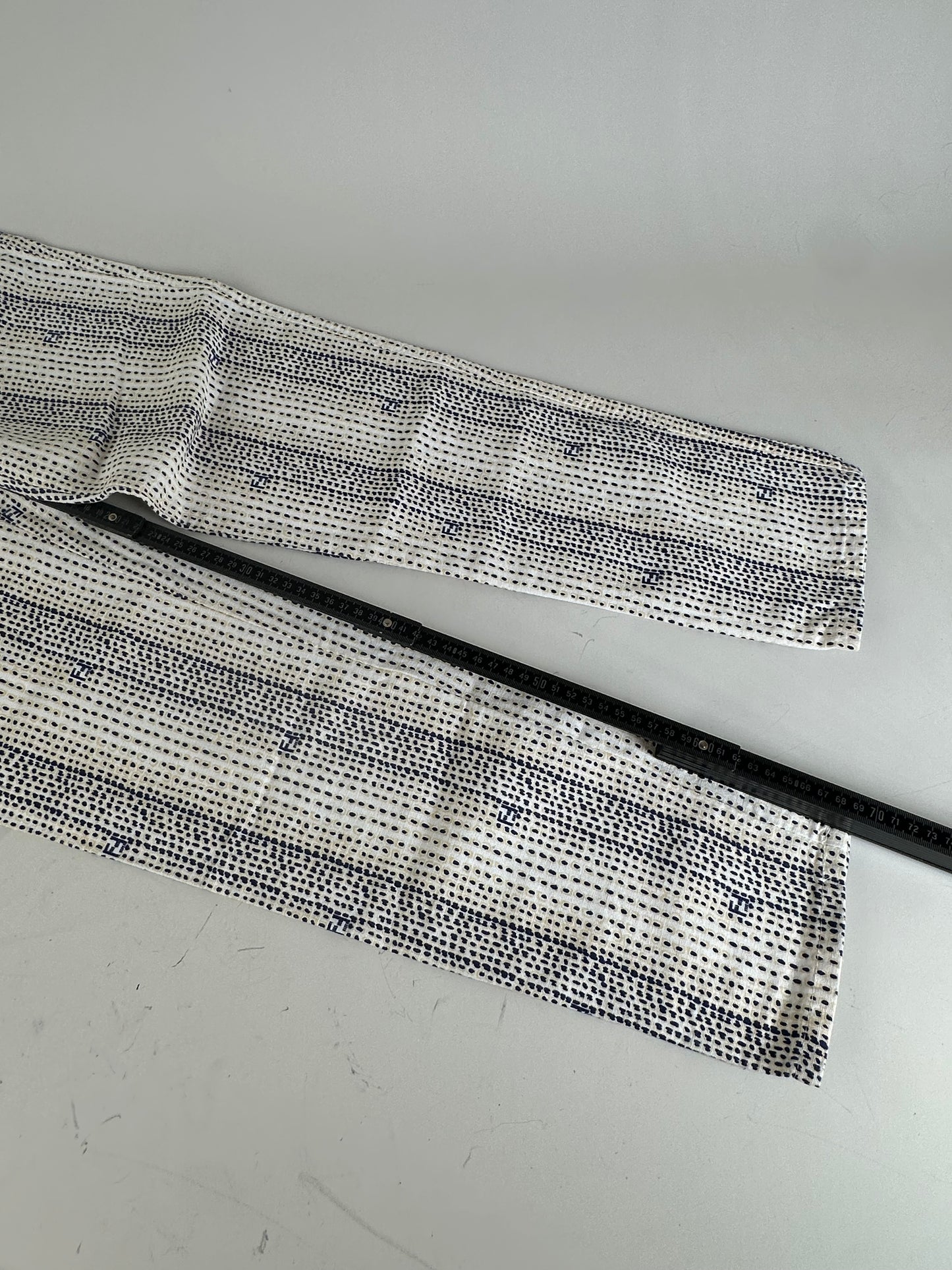 Vintage Fendi Printed Cotton Trousers White Navy XS