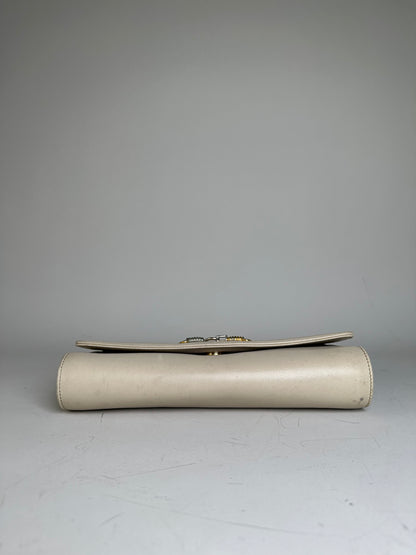 Vintage Celine Leather Shoulder Bag Cream Gold