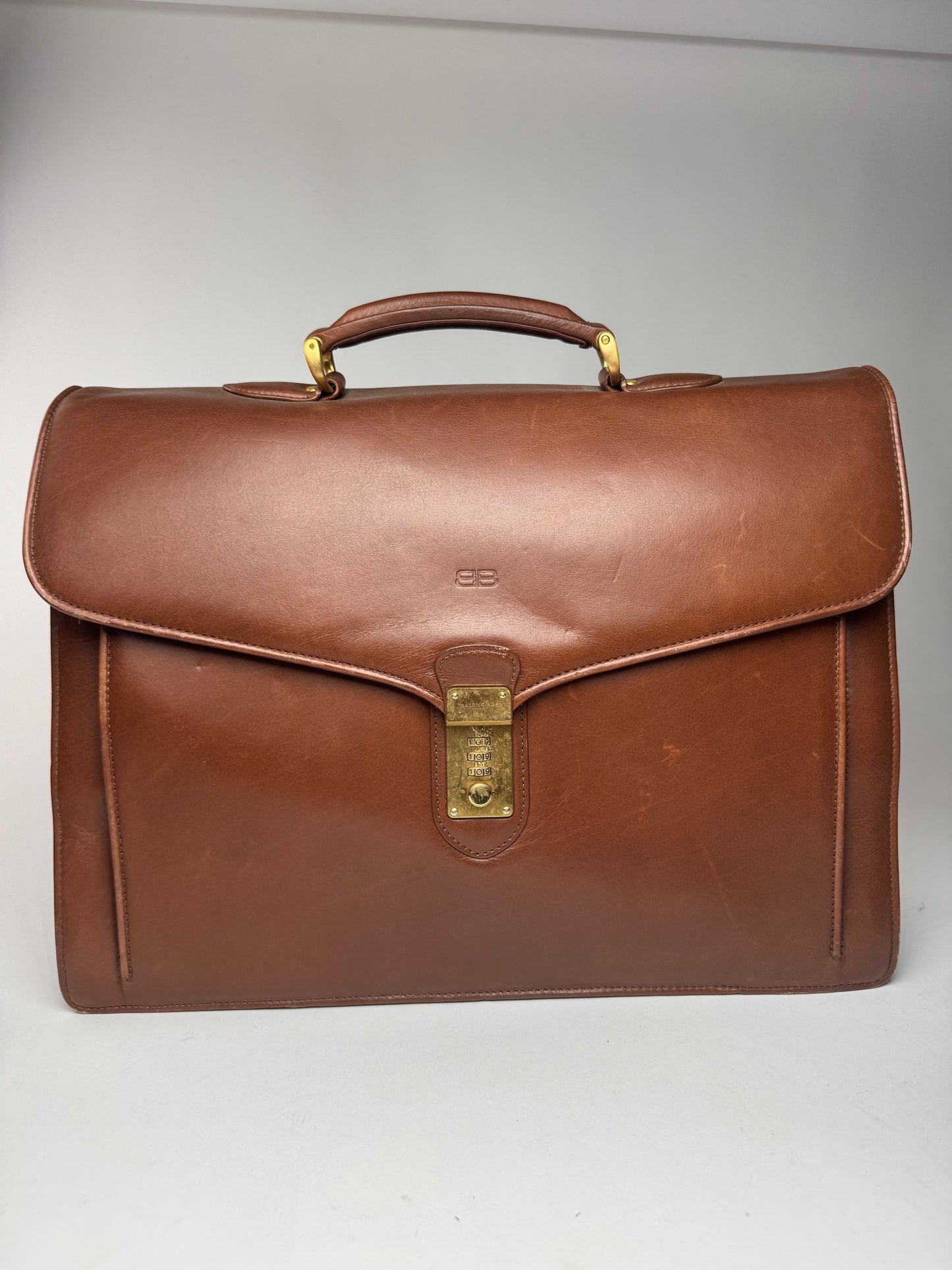 Vintage Balenciaga Leather Briefcase brown