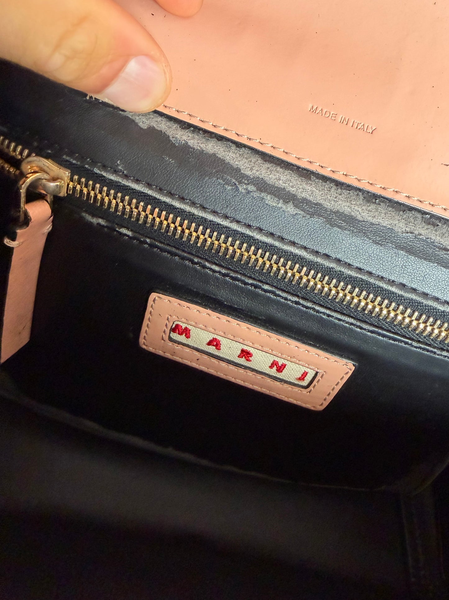 Vintage Marni Leather Shoulder Bag Pink Orange Cream