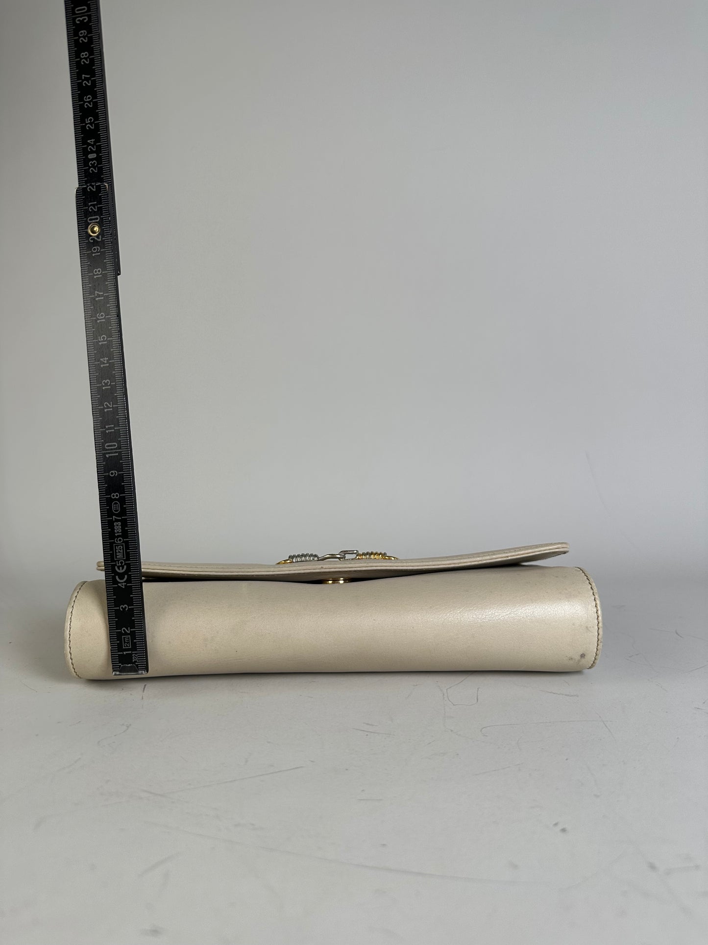 Vintage Celine Leather Shoulder Bag Cream Gold
