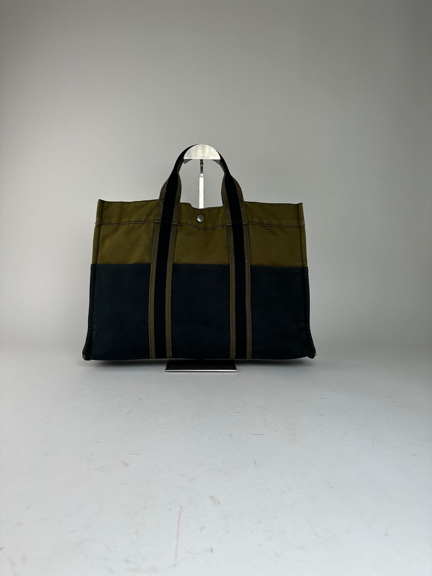 Vintage Hermès Fourre Tout Canvas Tote Khaki Black