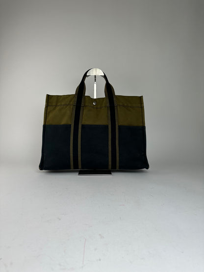 Vintage Hermès Fourre Tout Canvas Tote Khaki Black