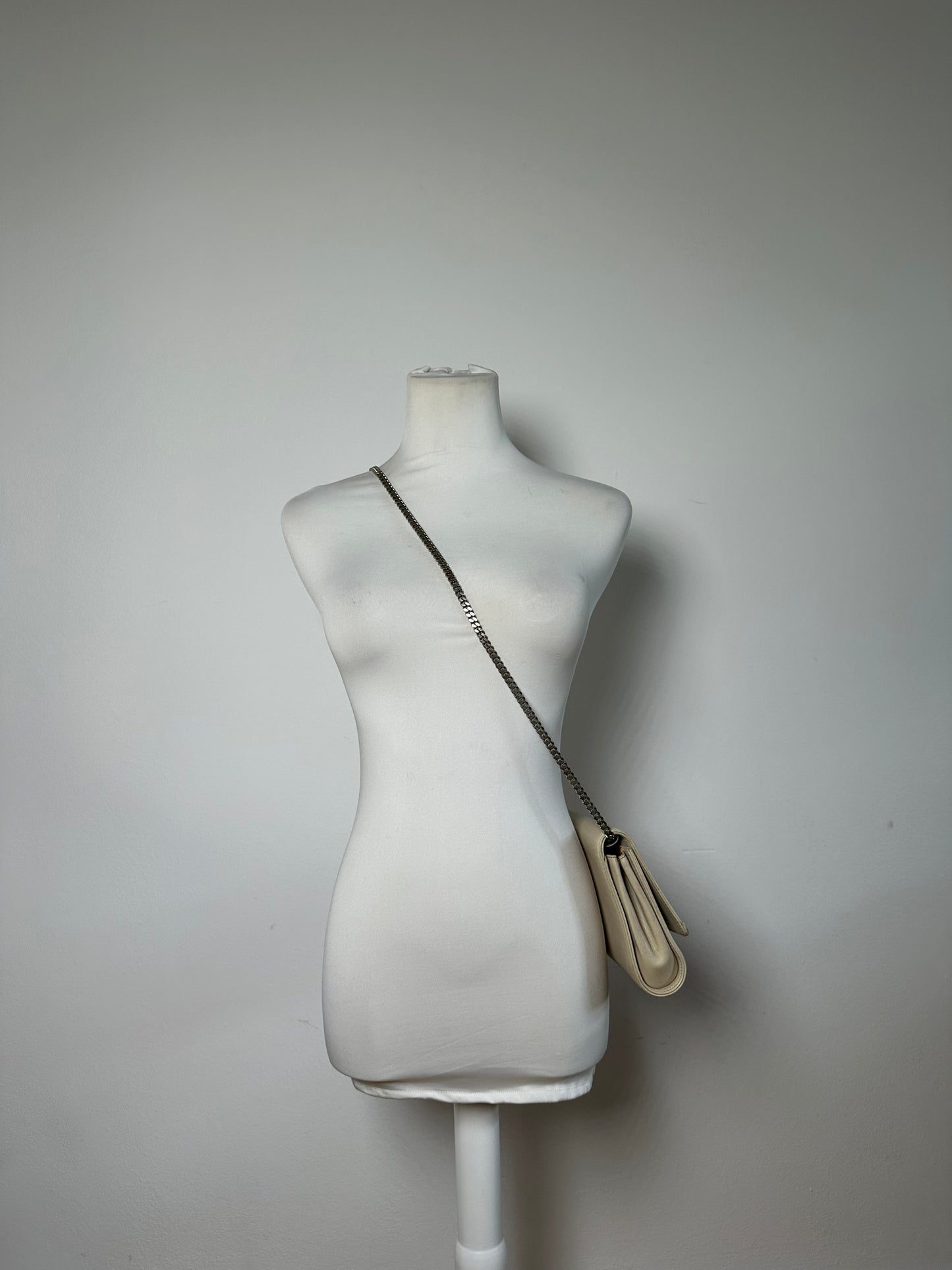 Vintage Celine Leather Shoulder Bag Cream Gold