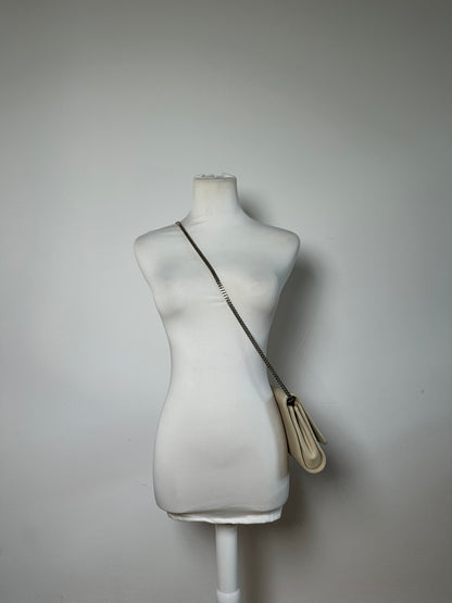 Vintage Celine Leather Shoulder Bag Cream Gold