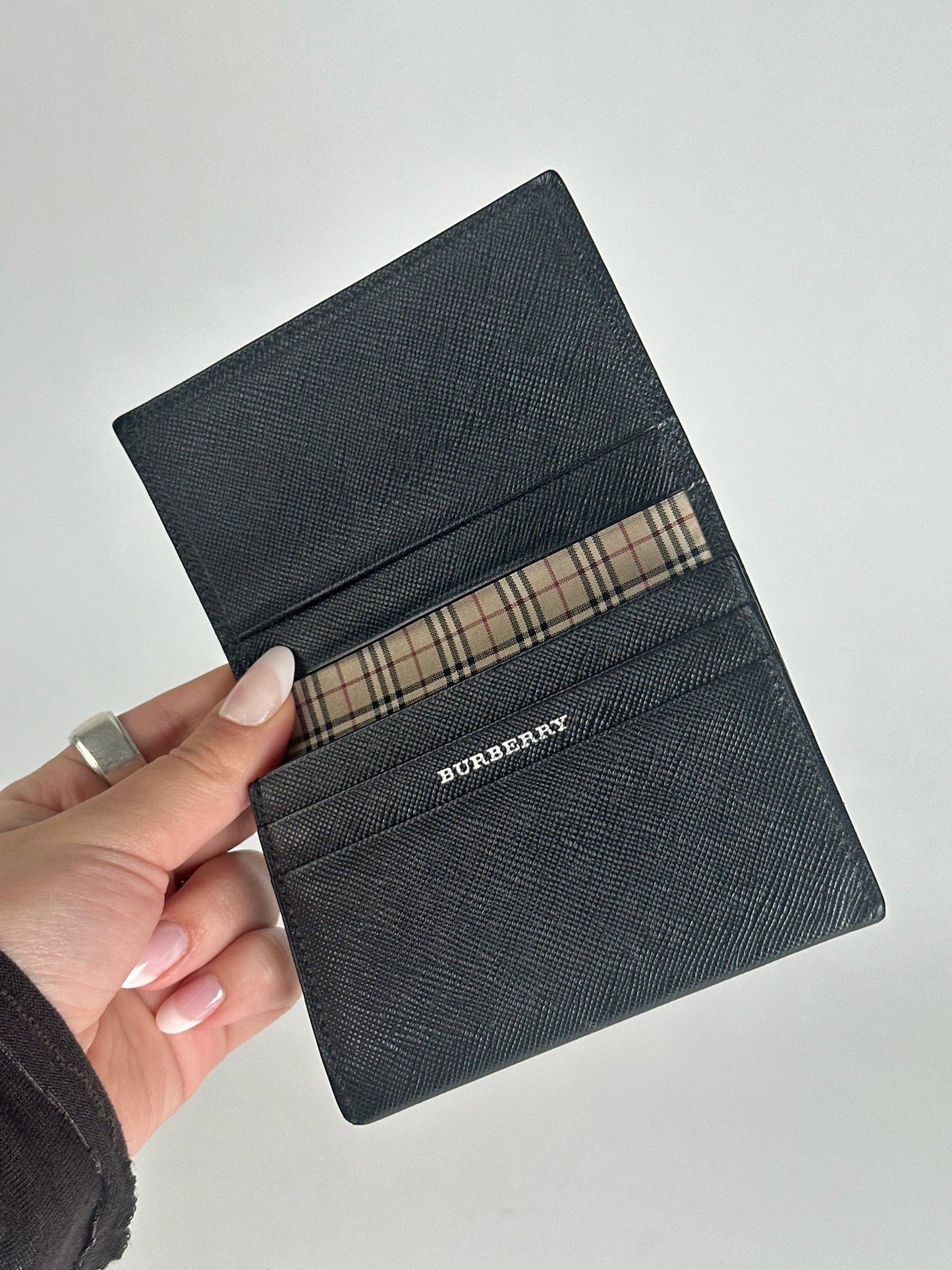 Vintage Burberry Leather Card Holder black