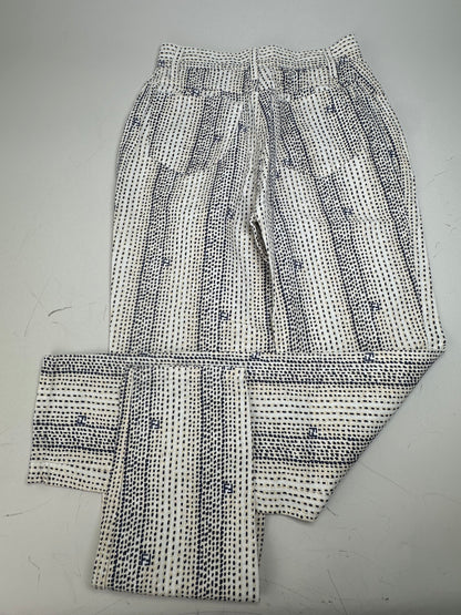 Vintage Fendi Printed Cotton Trousers White Navy XS