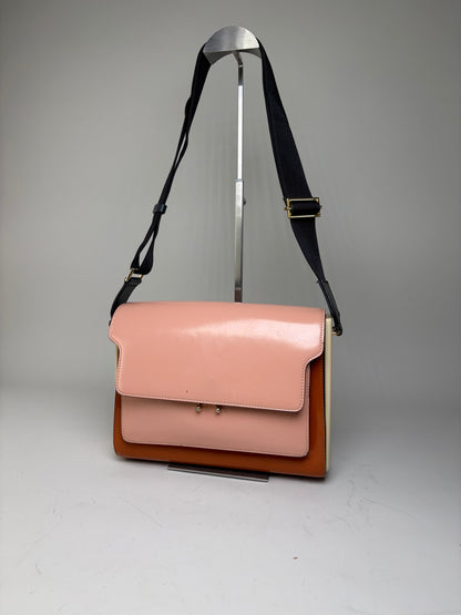 Vintage Marni Leather Shoulder Bag Pink Orange Cream