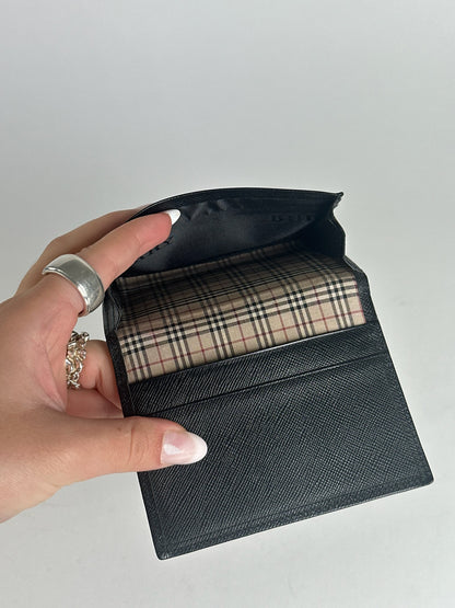Vintage Burberry Leather Card Holder black