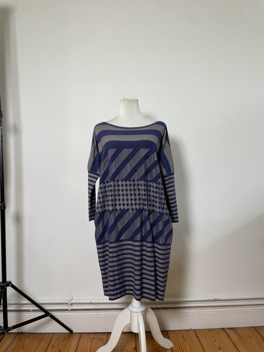Vintage Pleats Please Issey Miyake Dress Navy Grey XXL