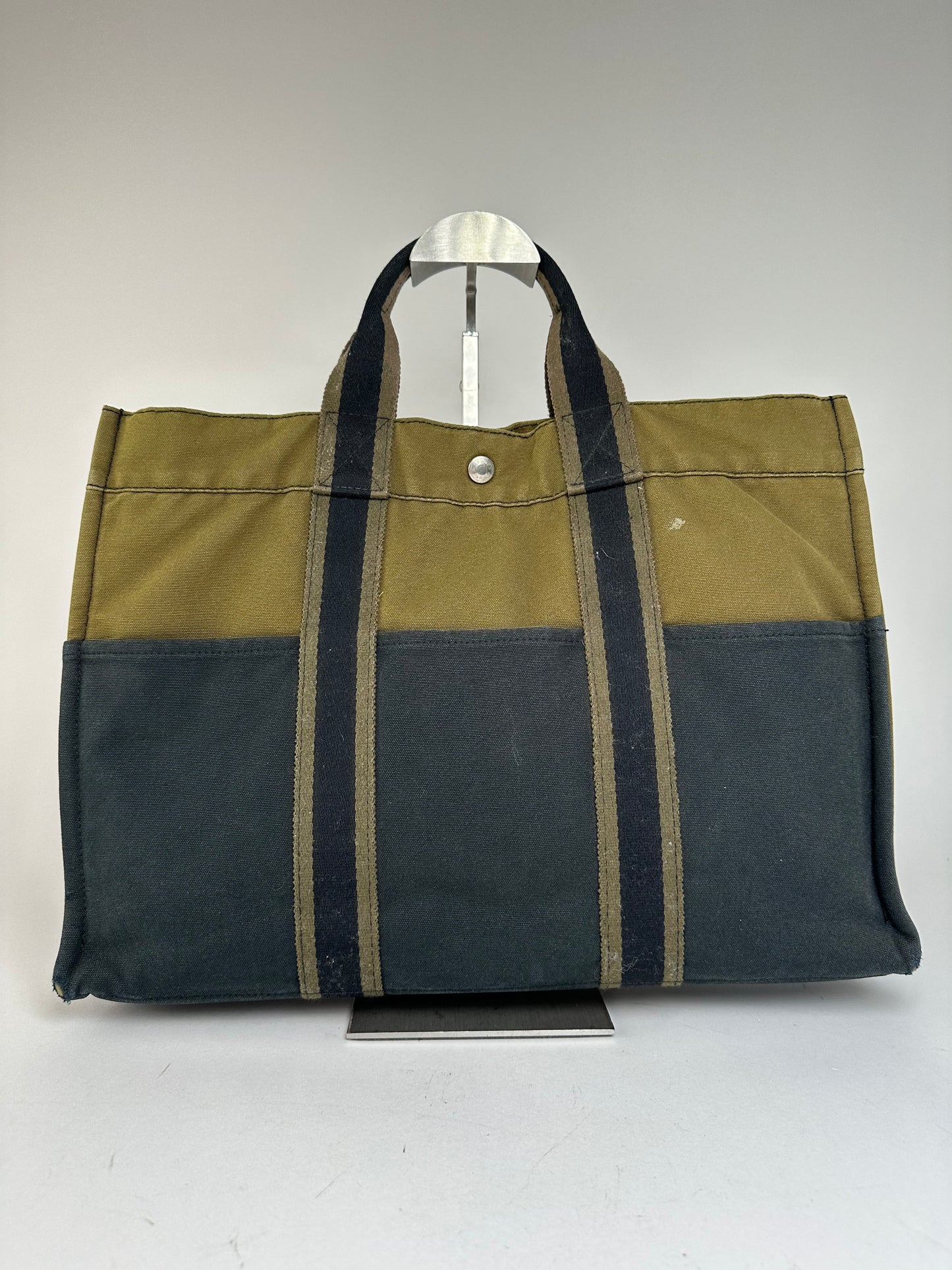 Vintage Hermès Fourre Tout Canvas Tote Khaki Black