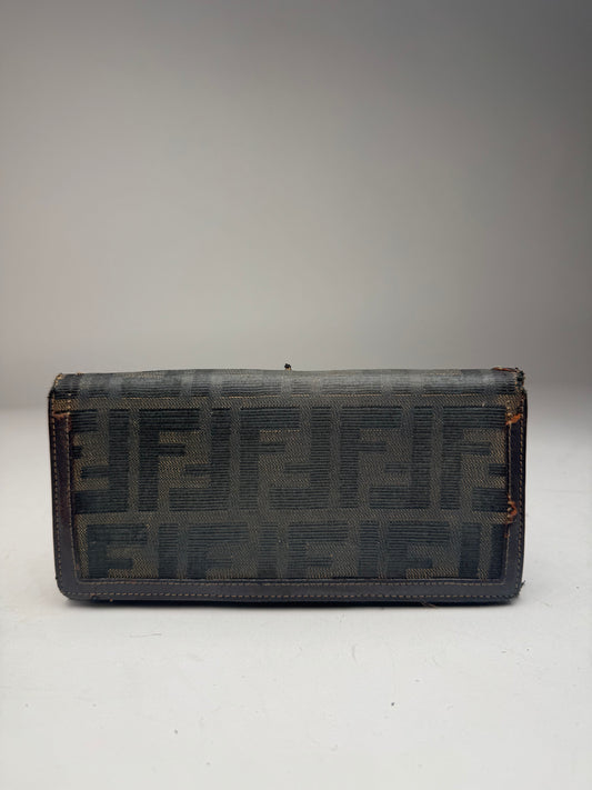 Vintage Fendi FF monogram leather wallet brown