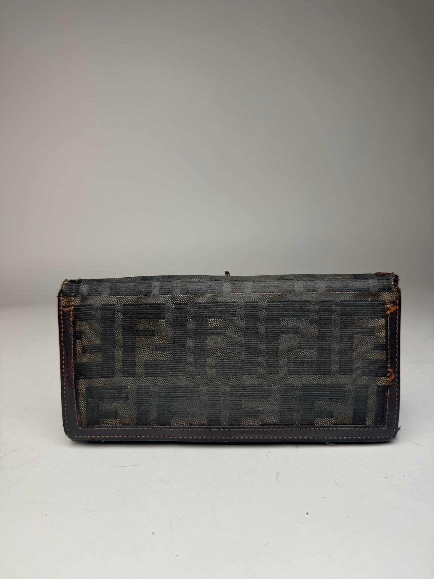 Vintage Fendi FF monogram leather wallet brown