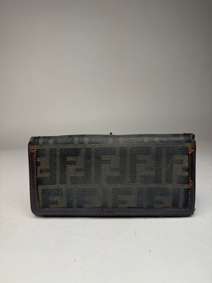 Vintage Fendi FF monogram leather wallet brown