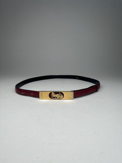 Vintage Celine Paris Leather Belt burgundy