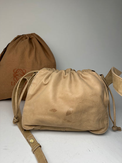 Vintage Loewe Madrid Leather Shoulder Bag Beige