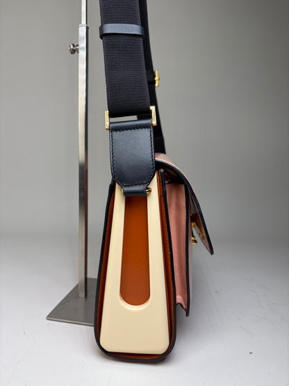 Vintage Marni Leather Shoulder Bag Pink Orange Cream