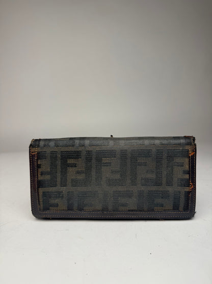 Vintage Fendi FF monogram leather wallet brown
