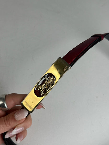 Vintage Celine Paris Leather Belt burgundy