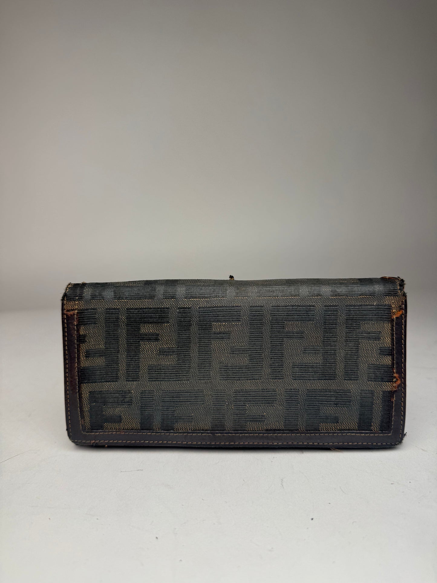 Vintage Fendi FF monogram leather wallet brown
