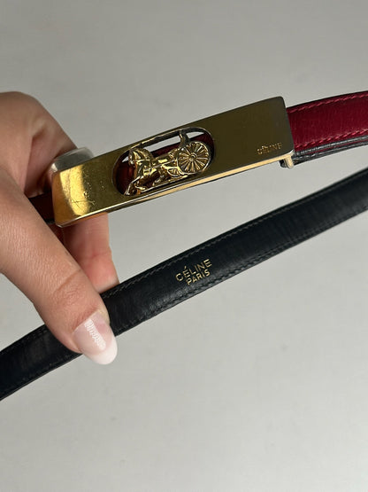 Vintage Celine Paris Leather Belt burgundy