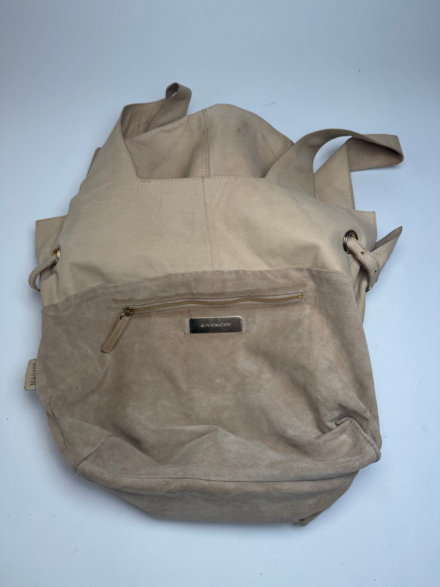 Vintage Givenchy Suede Leather Tote Bag beige