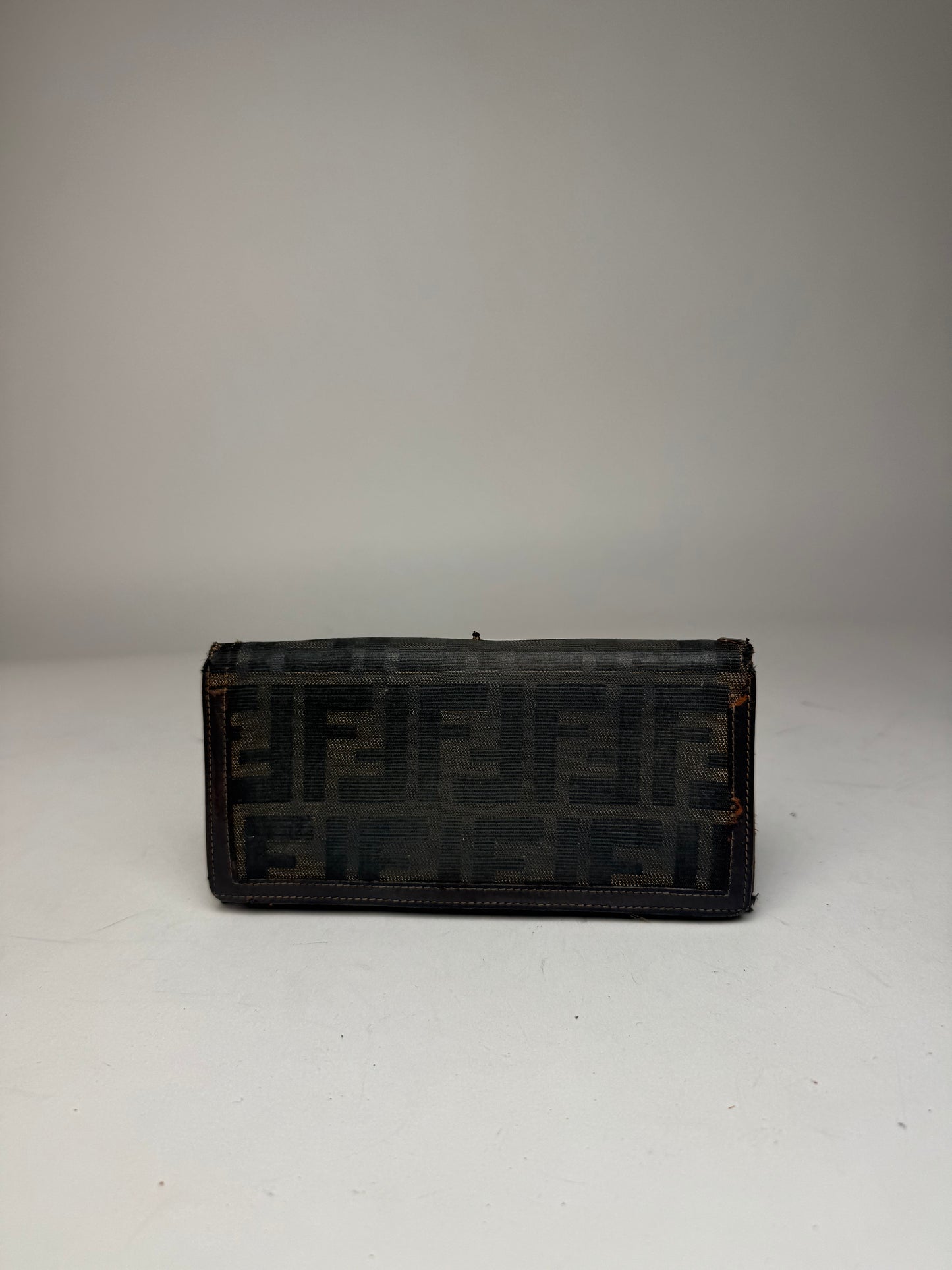 Vintage Fendi FF monogram leather wallet brown